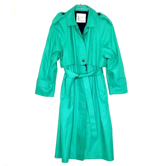 London Fog Jackets & Blazers - London Fog Teal Button Up Trench Coat